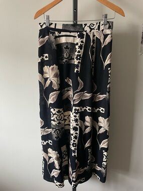90s Vintage Botanical Patchwork Art To Wear Maxi Skirt Tan Black Whimsigoth
